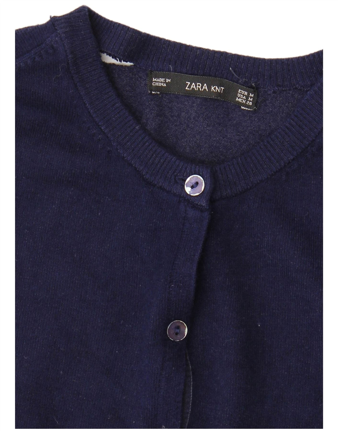 Suéter cardigã feminino ZARA Reino Unido 12 médio azul marinho