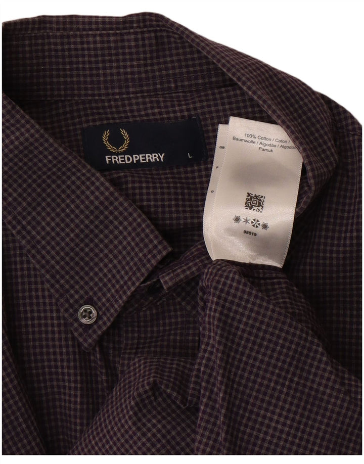 Camisa masculina FRED PERRY grande algodão guingão roxo