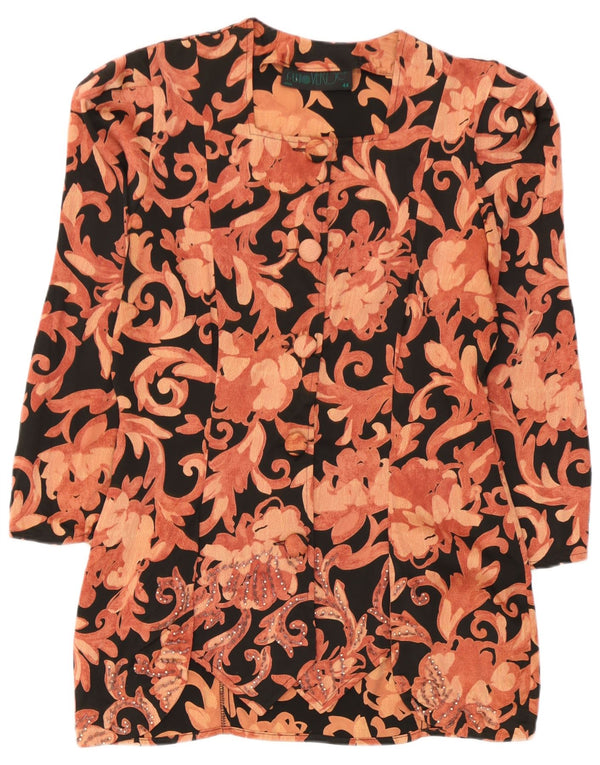 Cardigan feminino vintage manga 3/4 IT 44 médio rosa floral