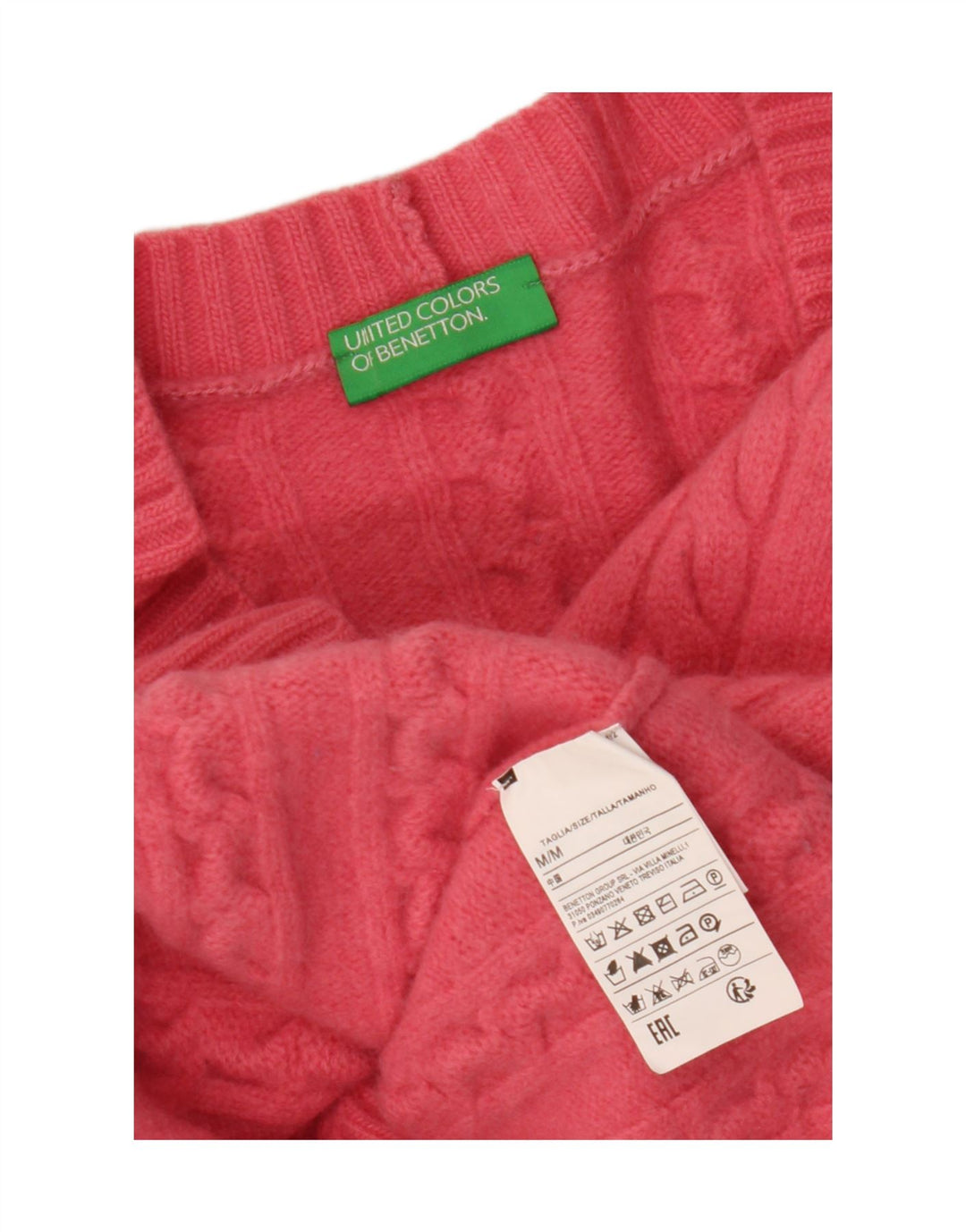 Suéter cardigã feminino BENETTON UK 14 lã rosa médio