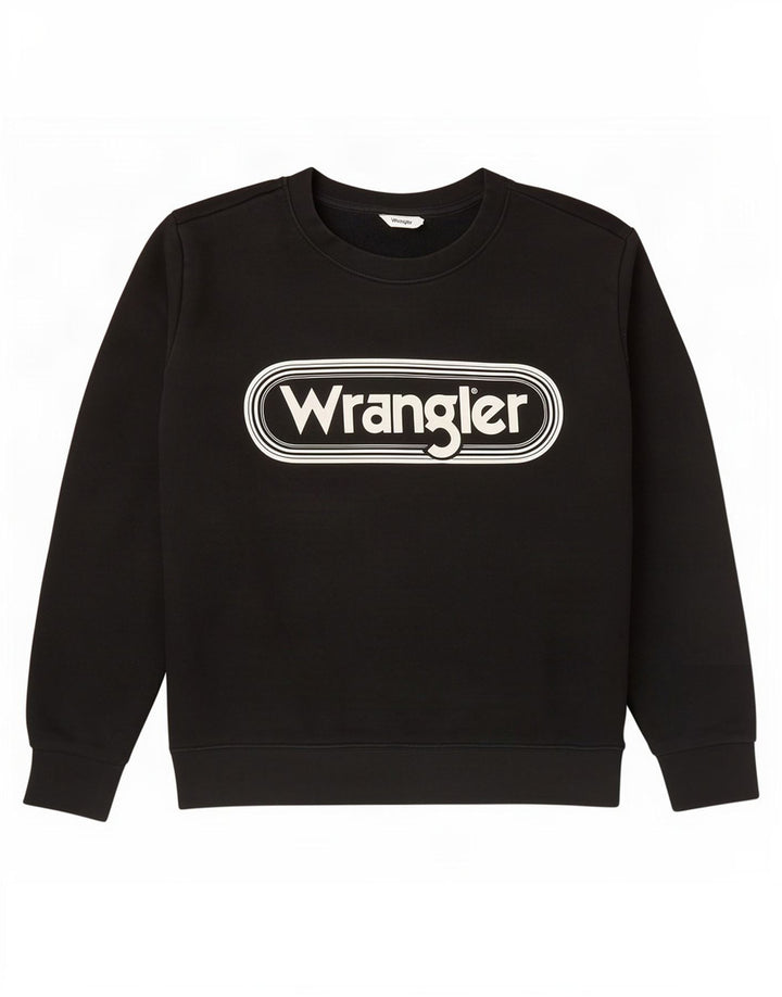 Wrangler feminino gráfico moletom jumper UK 16 grande algodão preto