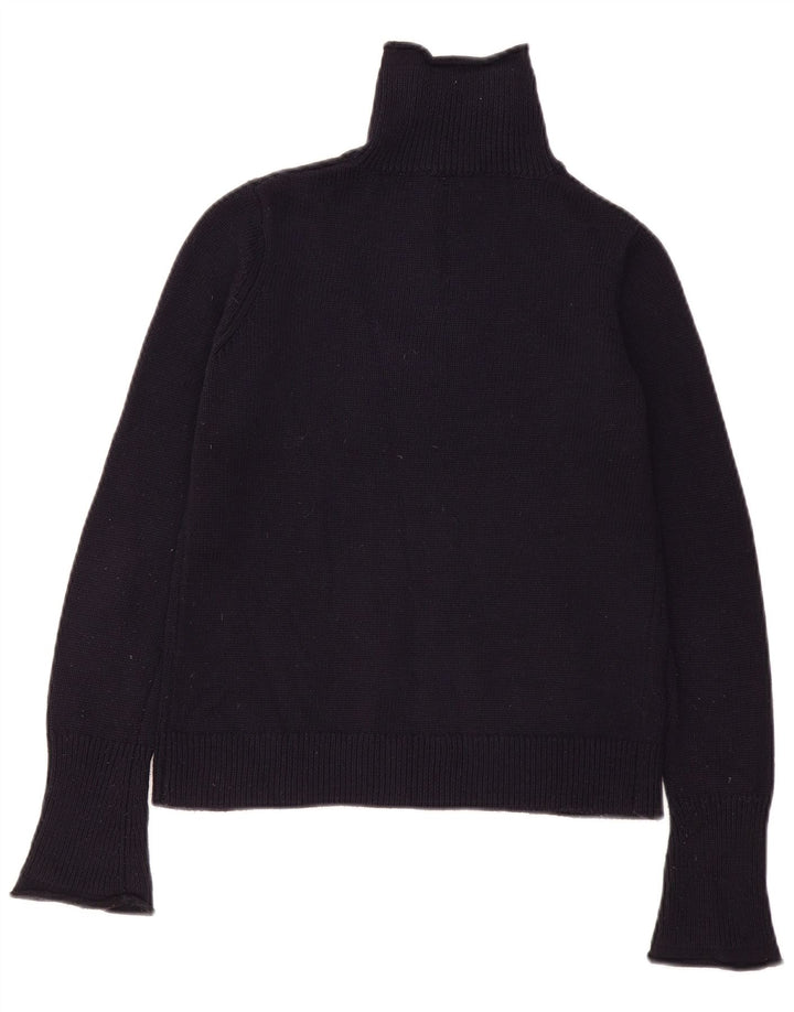 Suéter feminino Zara com zíper e gola em poliéster UK 12 médio preto poliéster