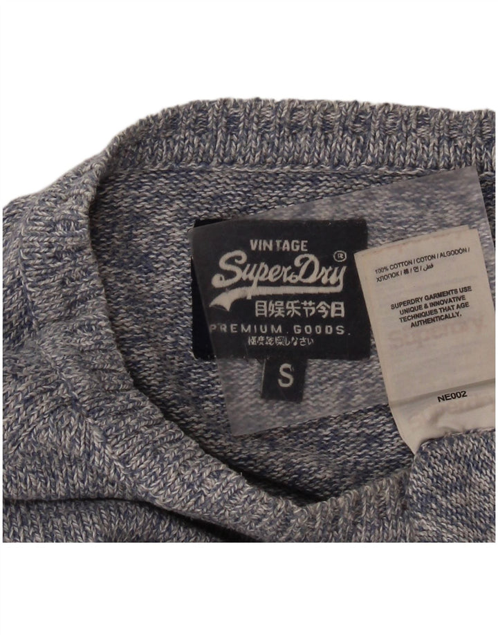 Suéter masculino Superdry com gola redonda e algodão manchado azul pequeno