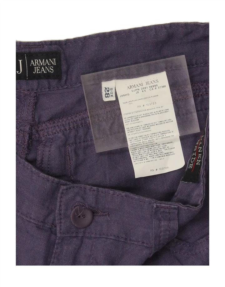 ARMANI Womens Bootcut Casual Trousers W28 L35 Purple Linen Vintage Armani and Second-Hand Armani from Messina Hembry 