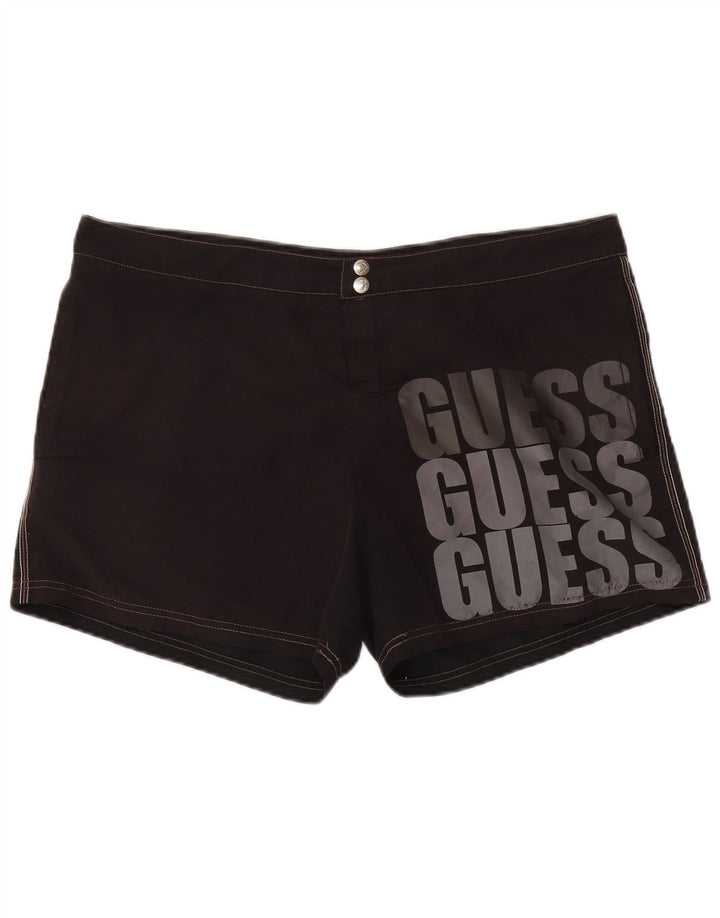 Guess Calção de banho masculino gráfico 2XL poliéster preto