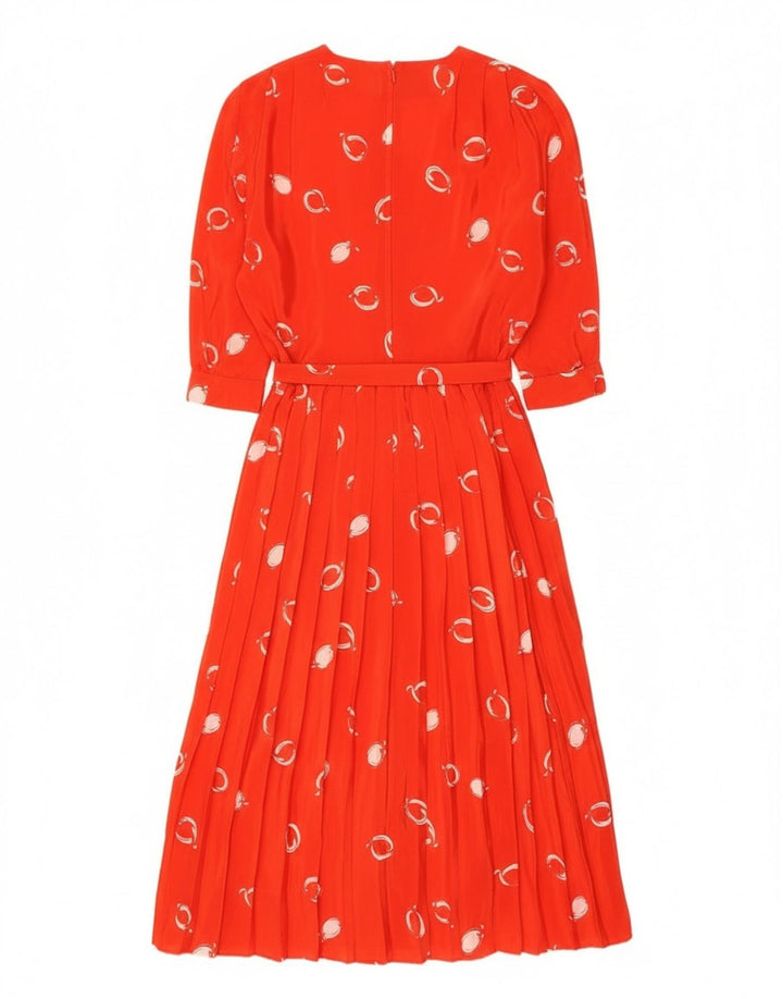 Vestido maxi feminino vintage com padrão abstrato manga 3/4 UE 42 vermelho grande