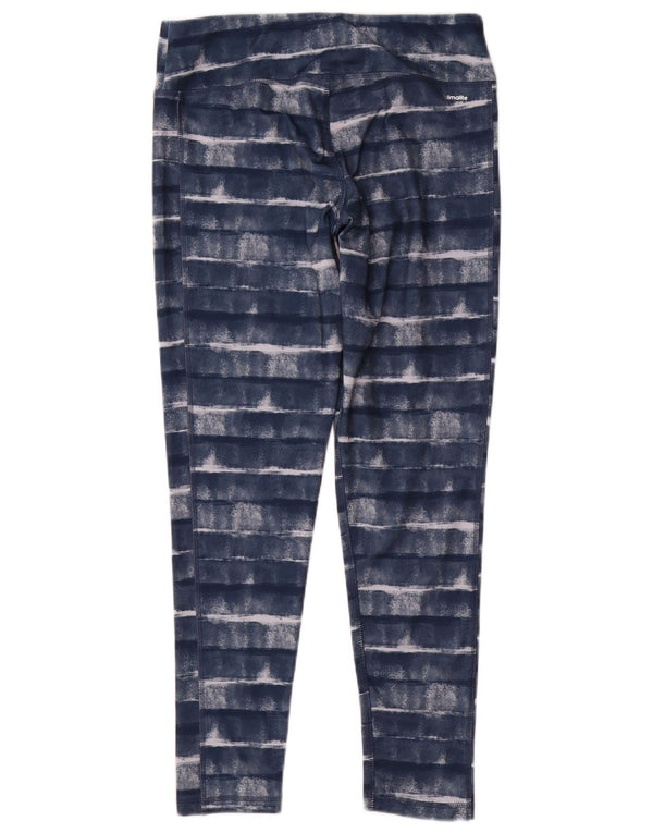 Adidas Womens Climalite Leggings UK 12/14 Médio Azul Listrado Poliéster