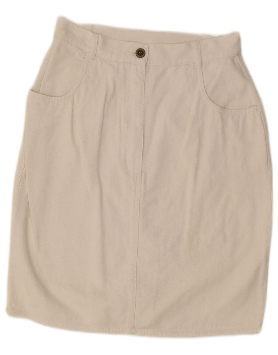 Saia reta feminina vintage IT 42 médio W27 algodão branco