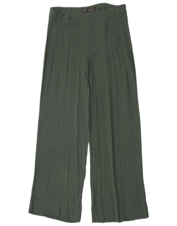 Zara Calça feminina casual cintura alta perna larga grande W30 L34 verde