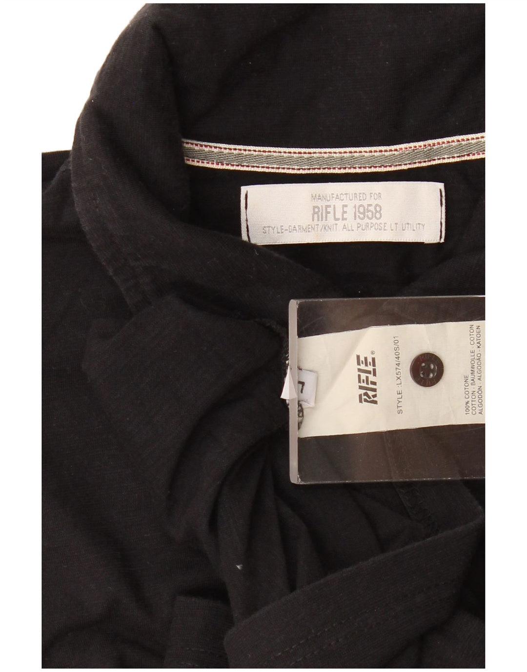 Camisa polo masculina Rifle grande algodão preto