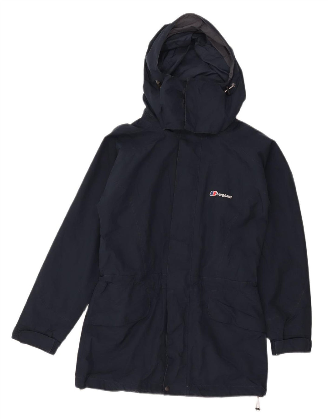 Jaqueta de chuva feminina com capuz Berghaus UK 8 poliéster azul marinho pequeno