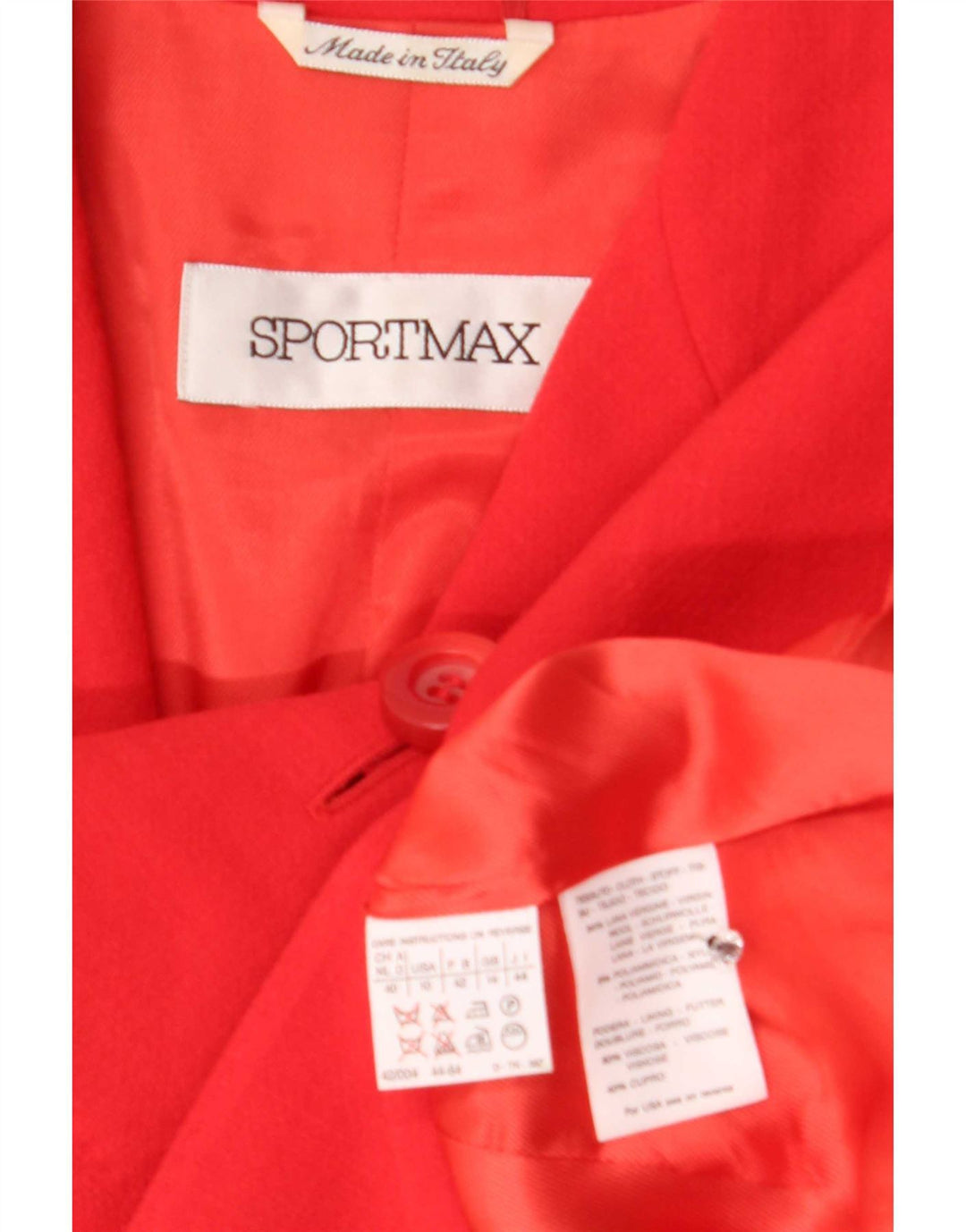 Jaqueta blazer feminina Sportmax com 4 botões Reino Unido 14 grande lã virgem vermelha