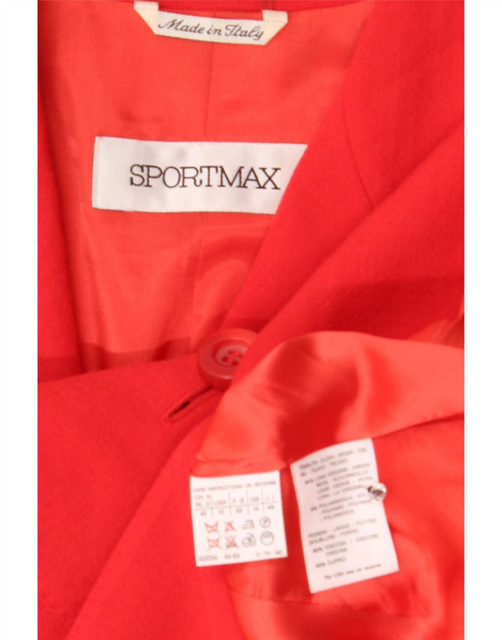 Jaqueta blazer feminina Sportmax com 4 botões Reino Unido 14 grande lã virgem vermelha