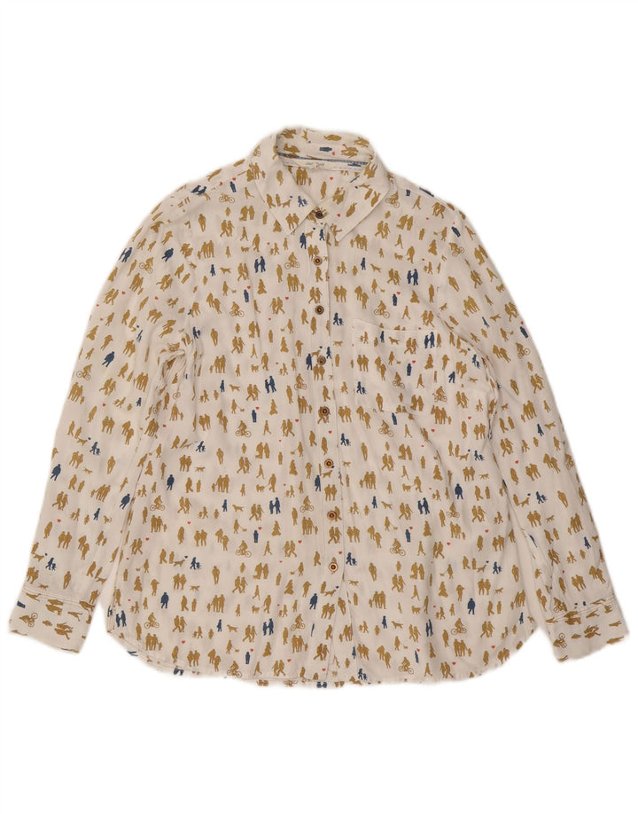 Blusa feminina com estampa abstrata branca, material branco, 8, pequeno, off white