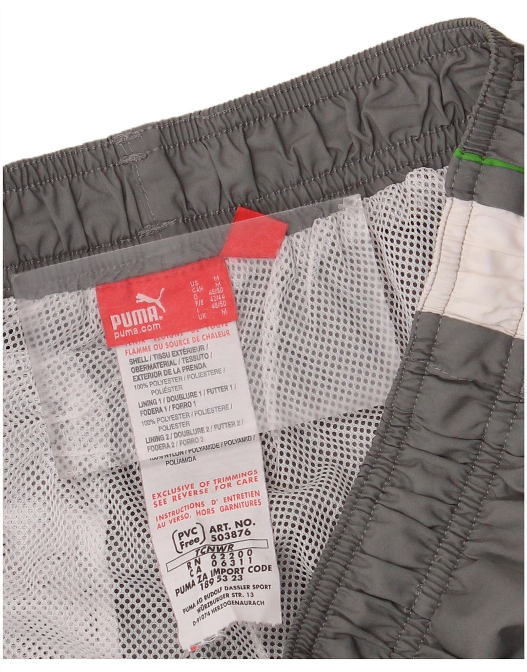 Calça de treino masculina Puma cinza médio colorblock poliéster