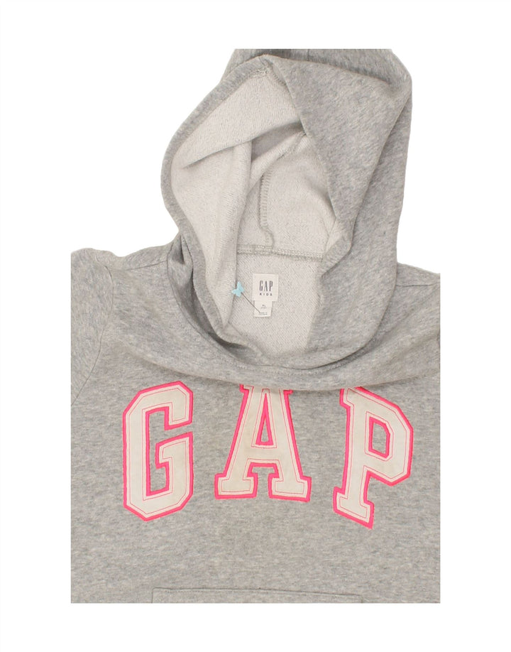 GAP Girls Graphic Hoodie Jumper 11-12 Years XL Grey Cotton Vintage Gap and Second-Hand Gap from Messina Hembry 