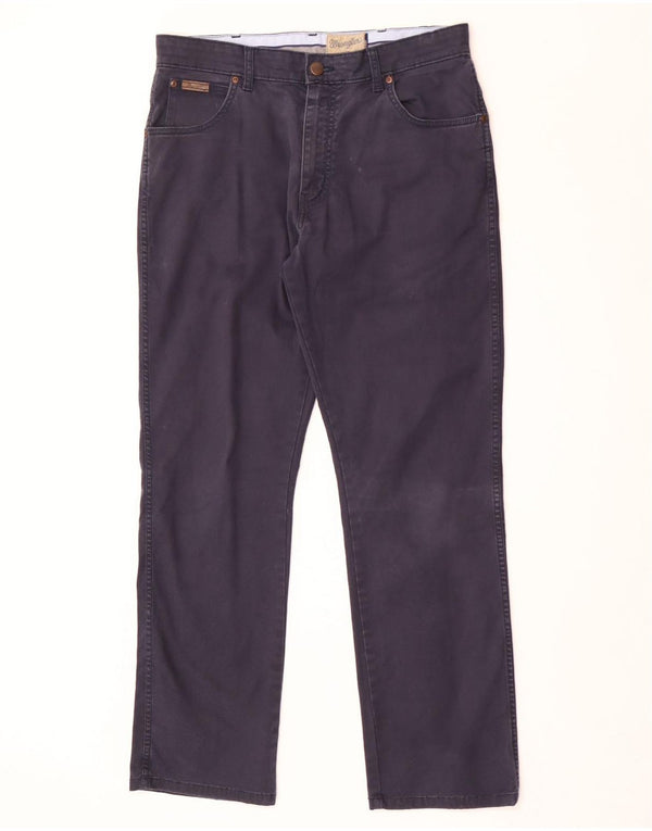 Wrangler Mens Texas Straight Casual Trousers W34 L30 Navy Blue Cotton