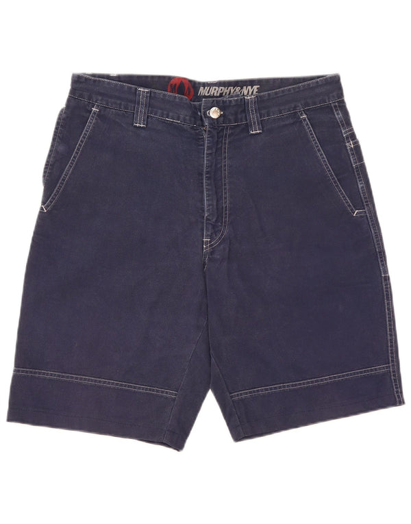 Murphy & Nye Mens Chino Shorts W34 Grande Algodão Azul Marinho
