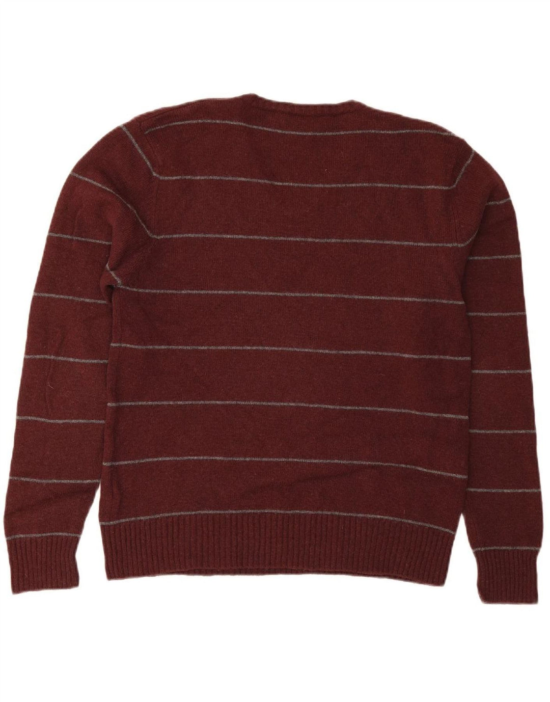 Suéter masculino ZARA com decote em V grande lã listrada cor de vinho