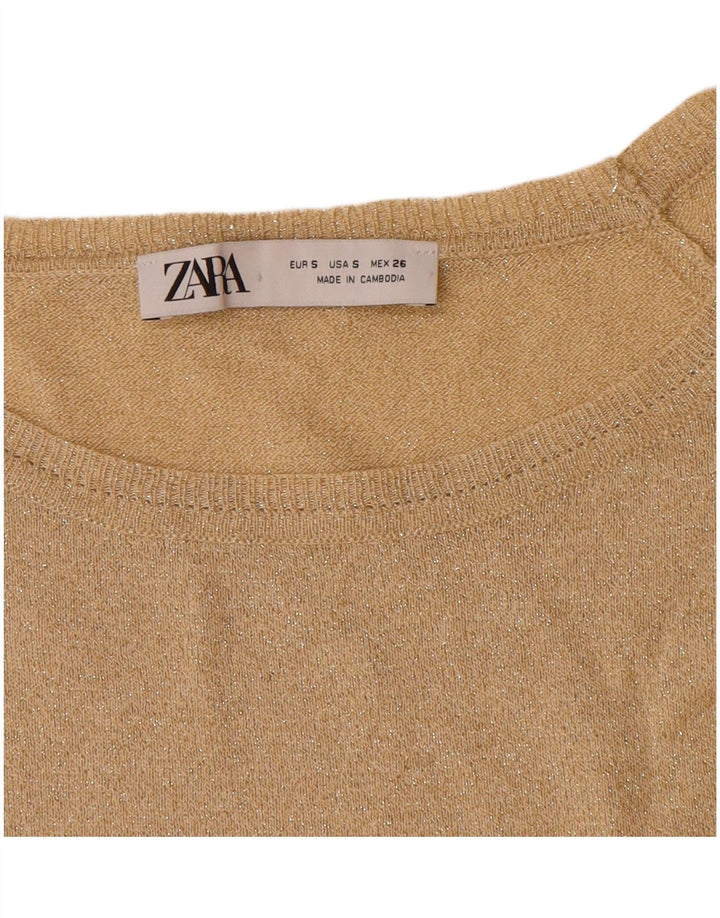 Zara Suéter feminino oversized com gola canoa Reino Unido 10 pequeno bege