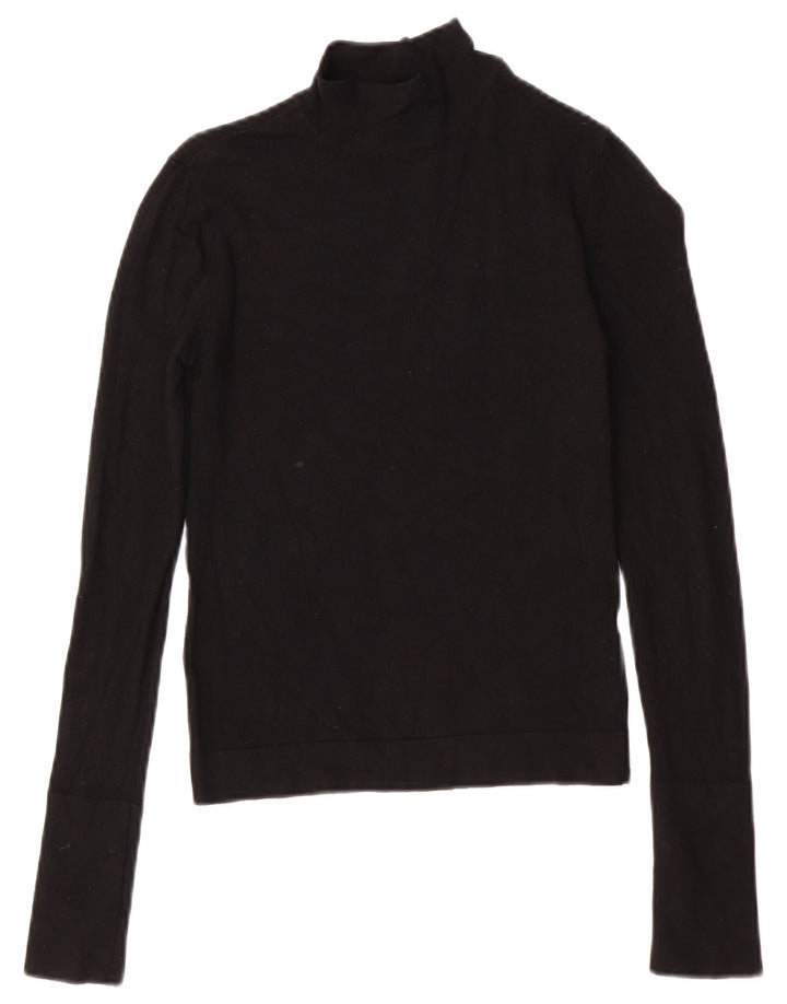 Suéter feminino Zara com gola tartaruga Reino Unido 10 pequeno preto viscose