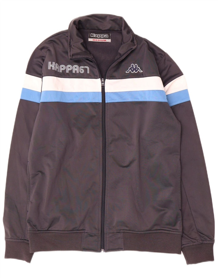 Kappa Mens Graphic Tracksuit Top Jacket Cinza Médio Colourblock Poliéster