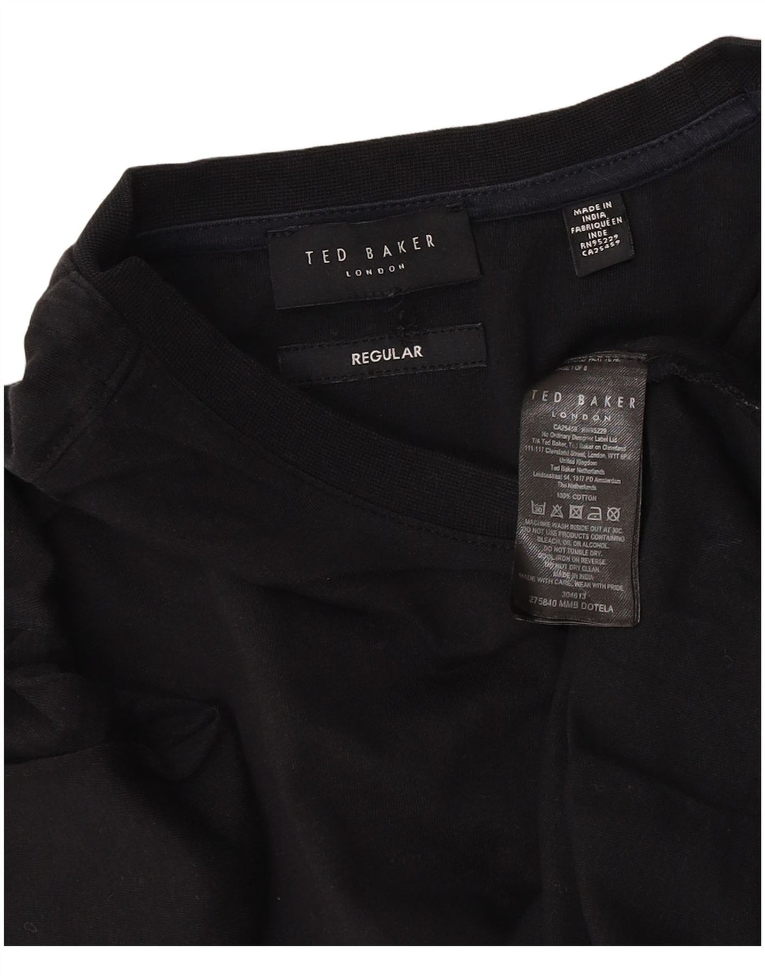 Camiseta masculina regular Ted Baker de algodão preto médio