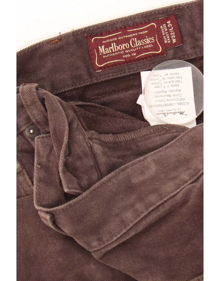 Jeans retos masculinos Marlboro Classics W32 L34 algodão marrom