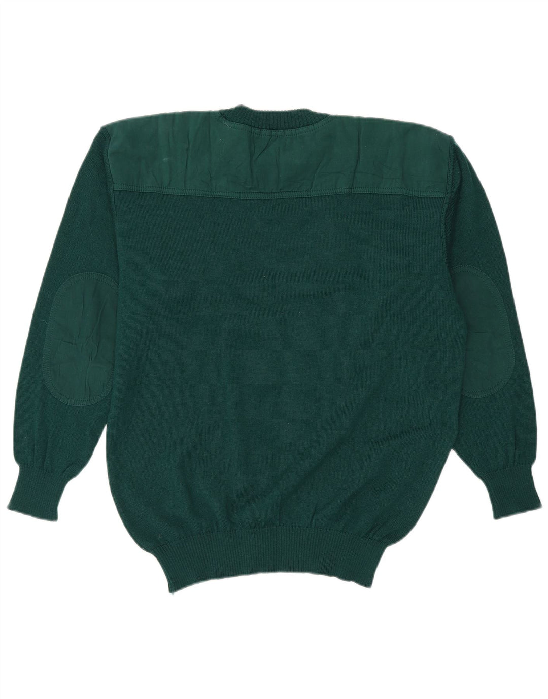 Suéter vintage masculino com gola redonda, grande lã virgem verde