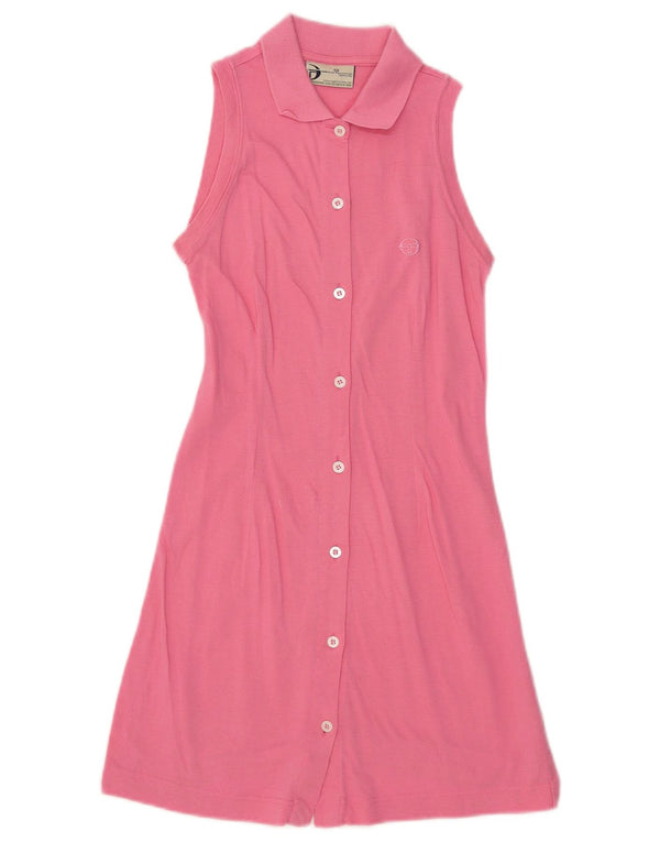 Vestido feminino Sergio Tacchini sem mangas evasê UK 4 XS rosa