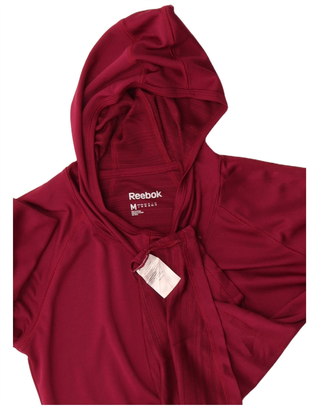 Reebok Mens Hooded Top Manga Longa Médio Borgonha Poliéster