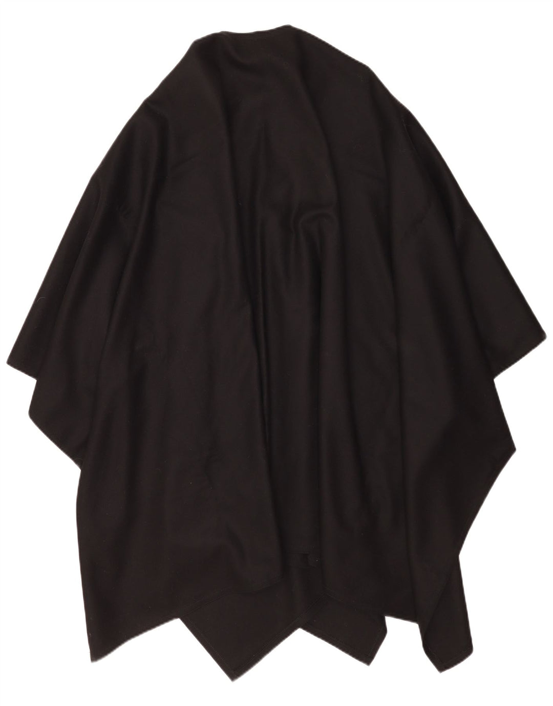 Poncho assimétrico feminino vintage, tamanho único, lã preta