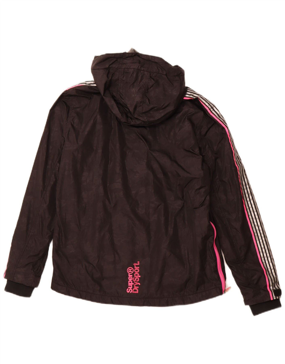 Jaqueta anorak feminina SUPERDRY com capuz gráfico Reino Unido 8 pequeno preto nylon