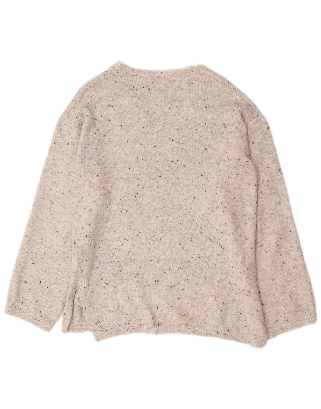 Suéter feminino Marks & Spencer com decote em V Reino Unido 10 pequeno cinza manchado