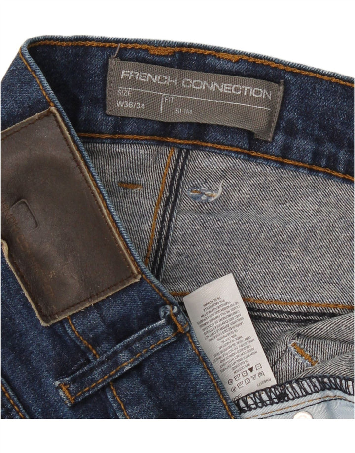 FRENCH CONNECTION Mens Jeans Slim W36 L34 Azul Marinho Algodão