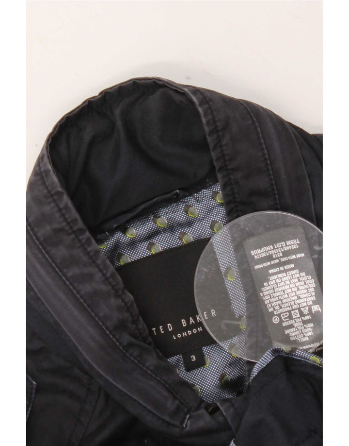 Jaqueta militar masculina com capuz Ted Baker tamanho 3 algodão azul marinho médio