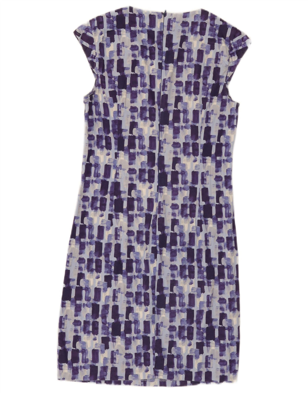 Vestido bainha feminino Benetton Reino Unido 10 pequeno algodão xadrez azul