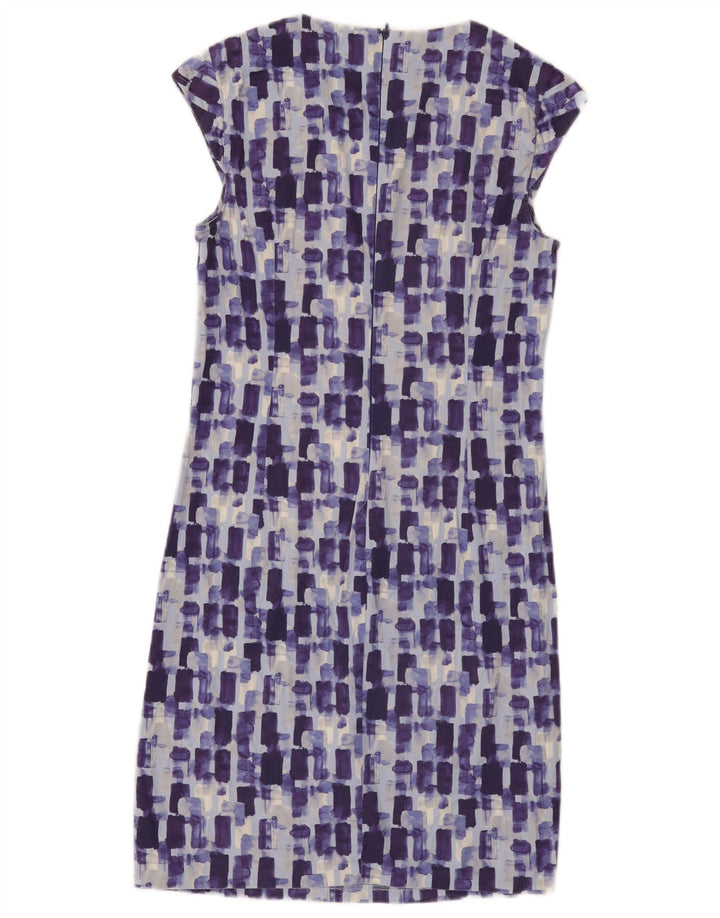 Vestido bainha feminino Benetton Reino Unido 10 pequeno algodão xadrez azul
