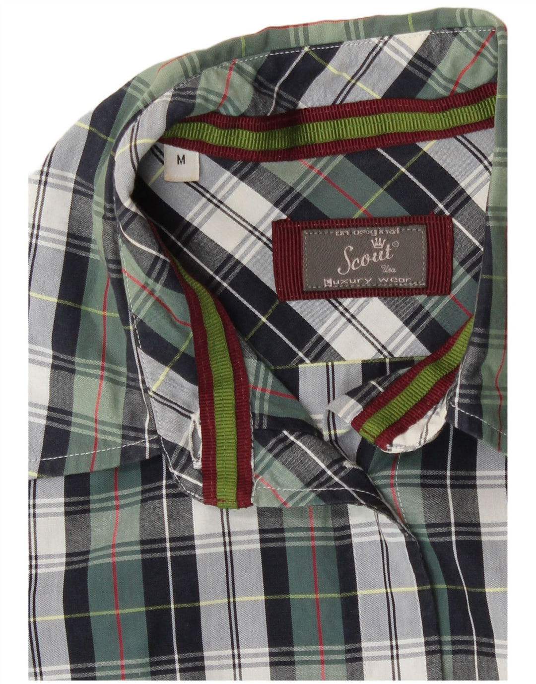 Camisa feminina Scout UK 12 algodão xadrez verde médio