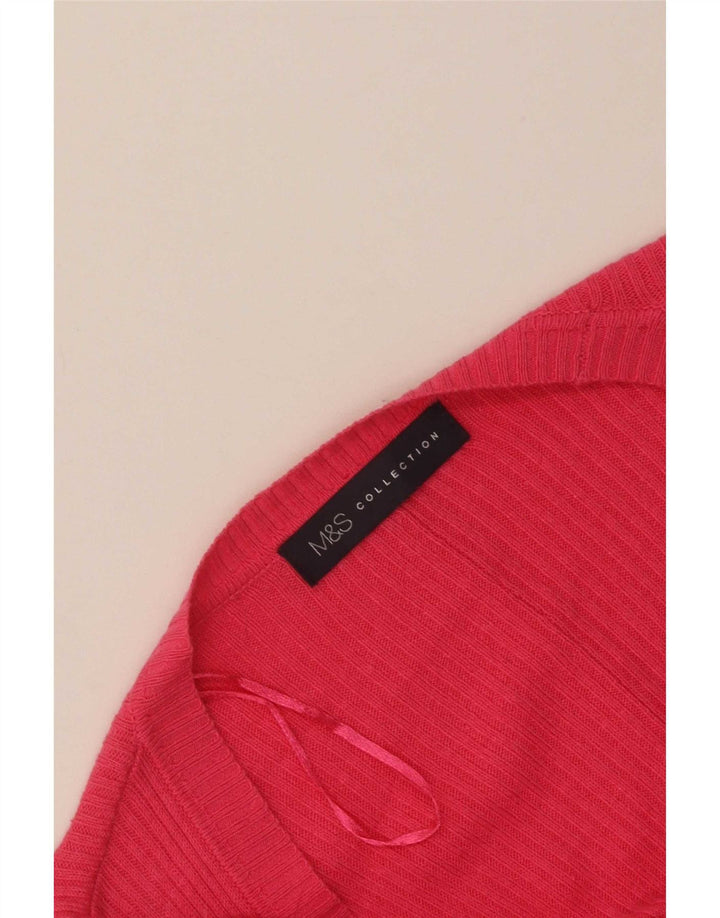 Suéter cardigã aberto feminino Marks & Spencer Reino Unido 14 grande rosa