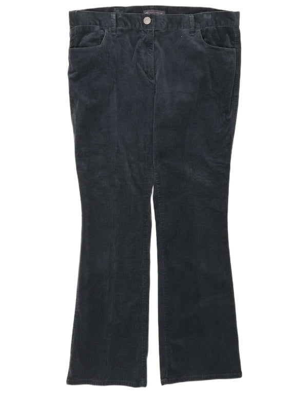 Calça feminina de veludo cotelê Marks & Spencer com cintura alta UK 16 grande W36 L31 Nav