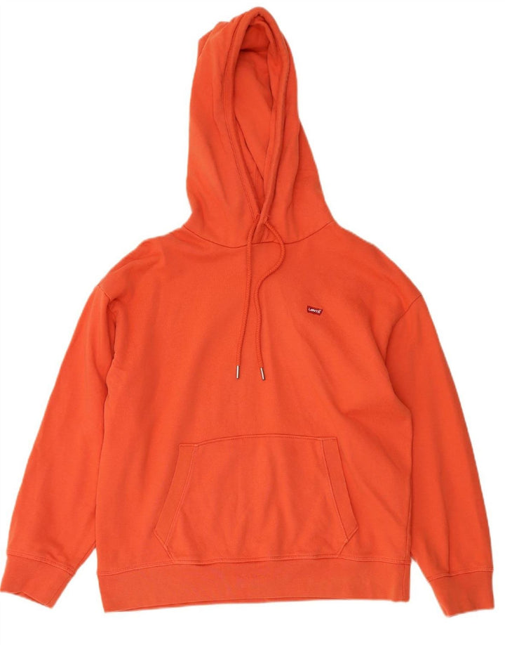 LEVI'S moletom com capuz feminino UK 14 algodão vermelho médio
