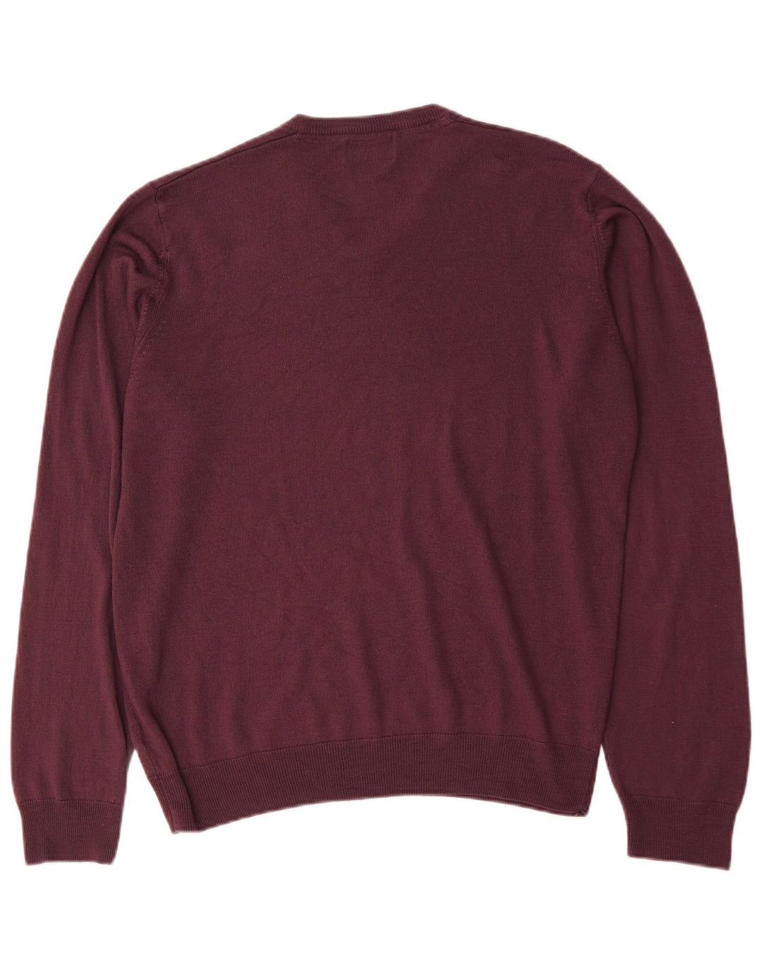 Suéter masculino Marks & Spencer com ajuste regular e decote em V, grande Borgonha