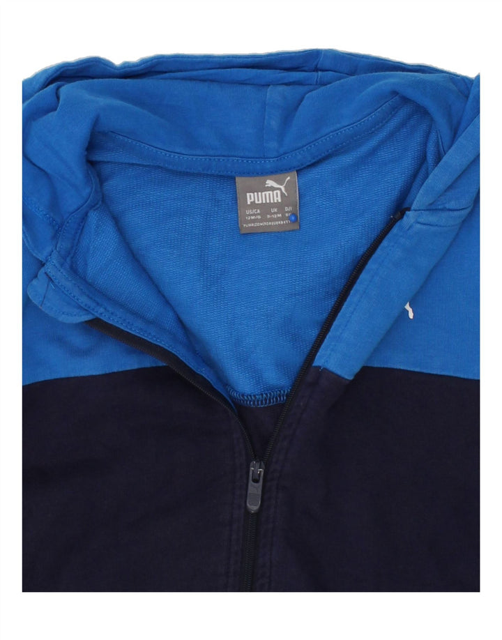 PUMA Baby Boys Zip Hoodie Sweater 9-12 Months Blue Colourblock Vintage Puma and Second-Hand Puma from Messina Hembry 