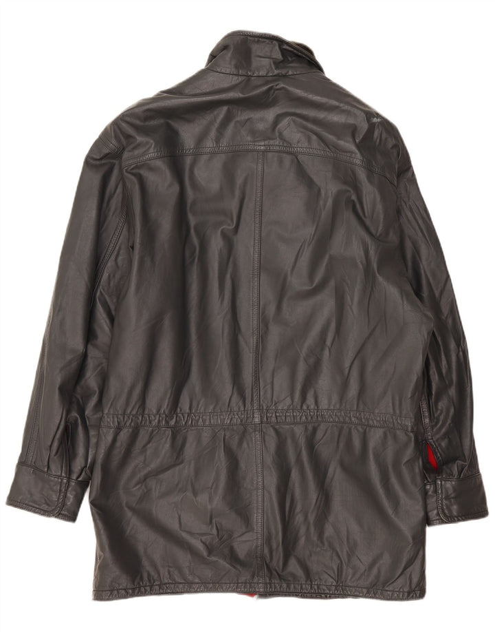 Jaqueta de couro masculina vintage IT 52 XL cinza