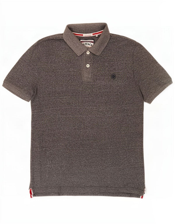 Camisa polo masculina Fat Face grande algodão manchado cinza