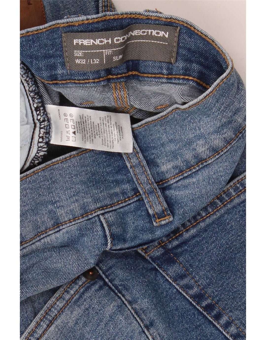 French Connection Masculino Slim Jeans W32 L32 Azul Algodão