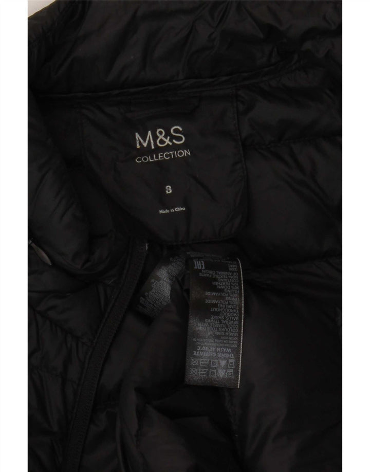 Colete acolchoado feminino Marks & Spencer UK 8 pequeno preto poliamida