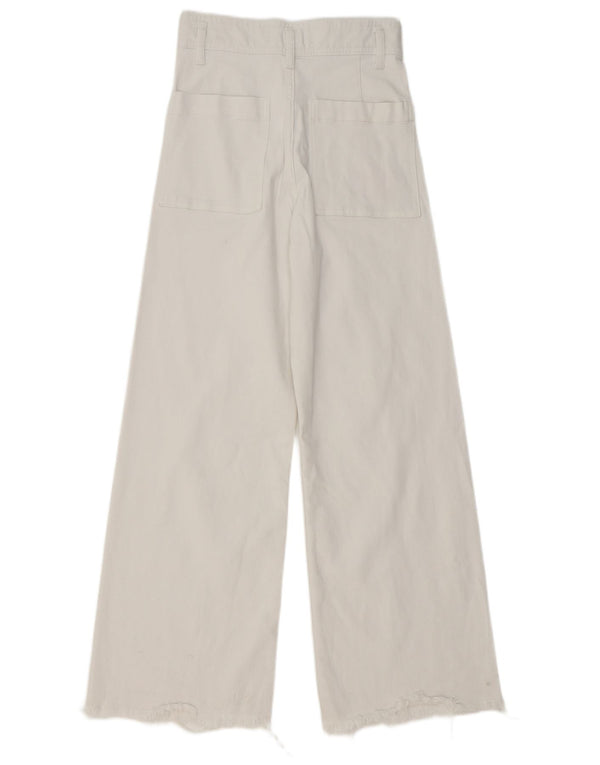 Zara Jeans feminino cintura alta com perna larga EU 36 XS W26 L29 branco