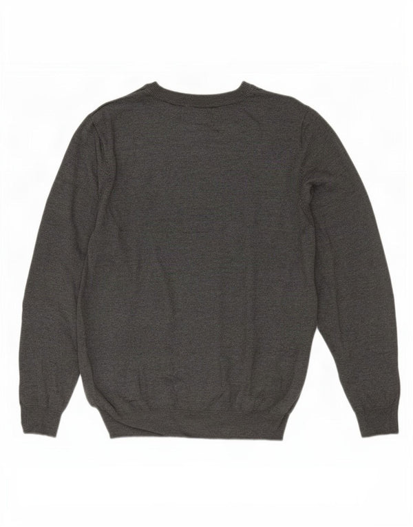 Suéter feminino Zara com gola redonda e viscose cinza médio UK 14
